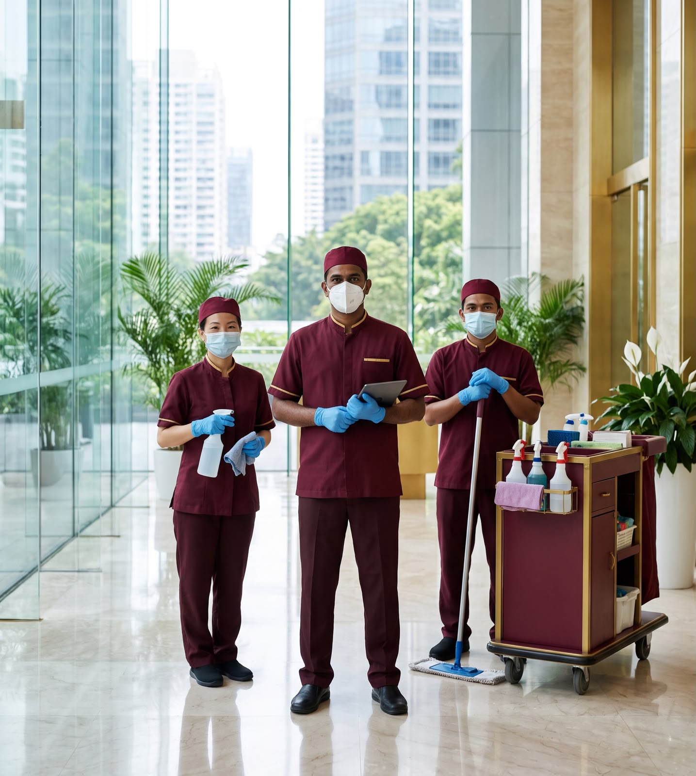 Professional cleaning team at work - SIMHUAT SERVICES PTE. LTD.